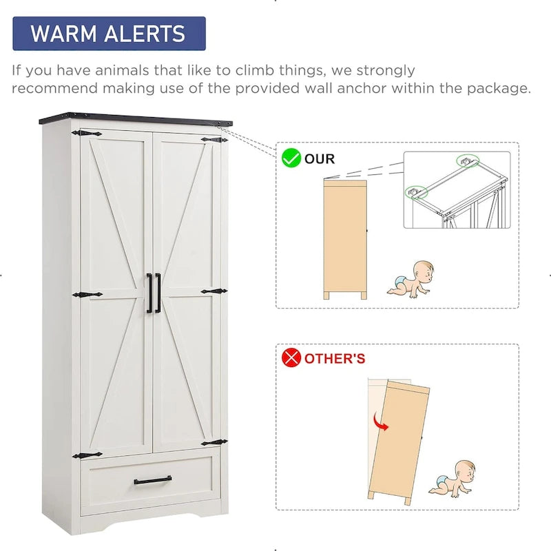Meuble de garde-manger de cuisine de ferme, armoires de rangement en bois