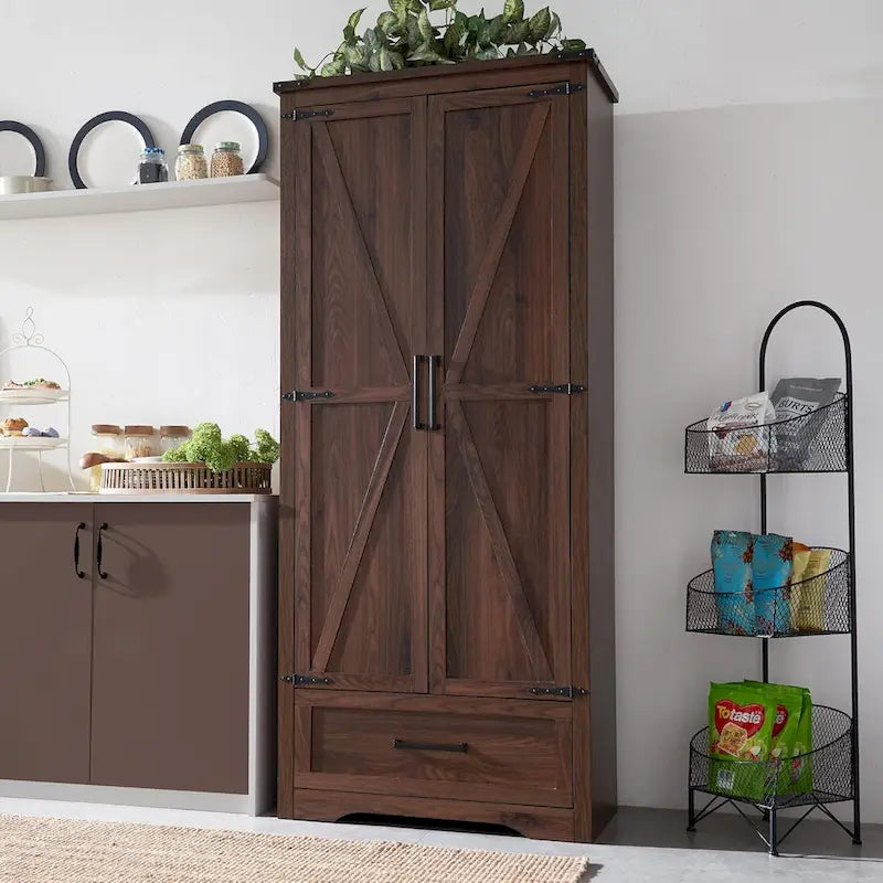 Meuble de garde-manger de cuisine de ferme, armoires de rangement en bois