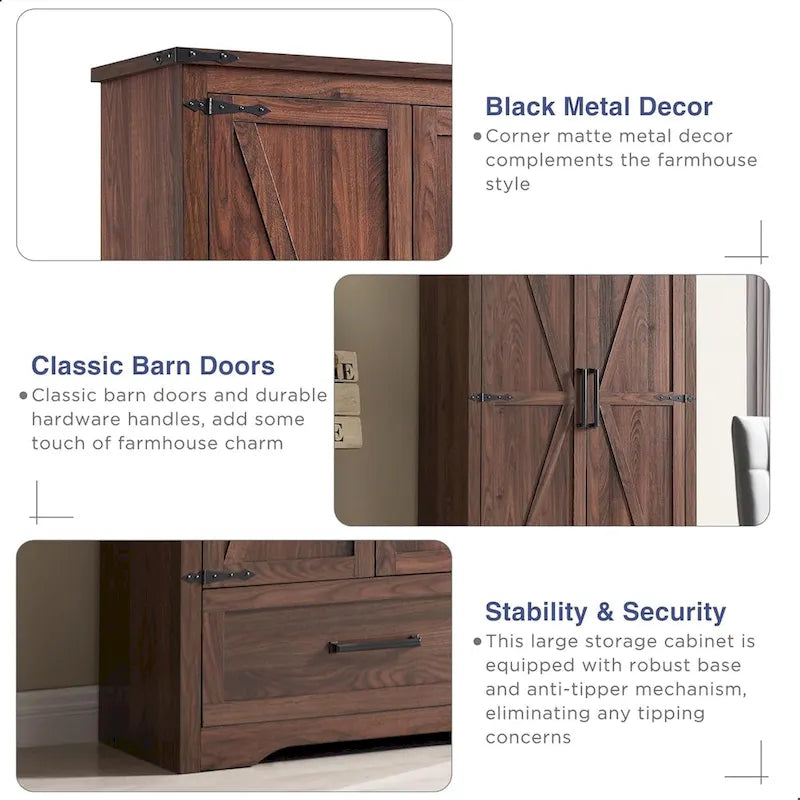 Meuble de garde-manger de cuisine de ferme, armoires de rangement en bois