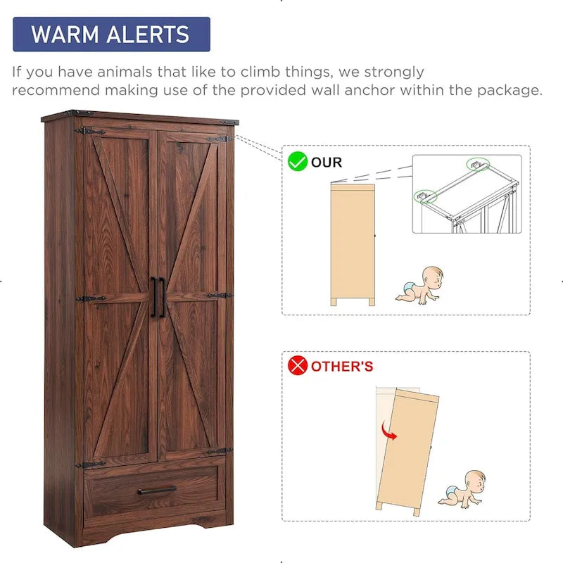Meuble de garde-manger de cuisine de ferme, armoires de rangement en bois