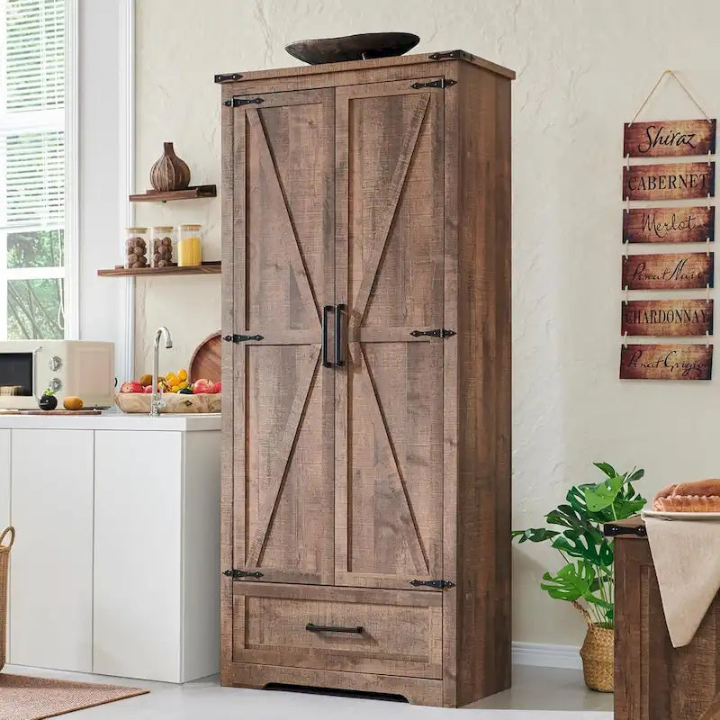Meuble de garde-manger de cuisine de ferme, armoires de rangement en bois