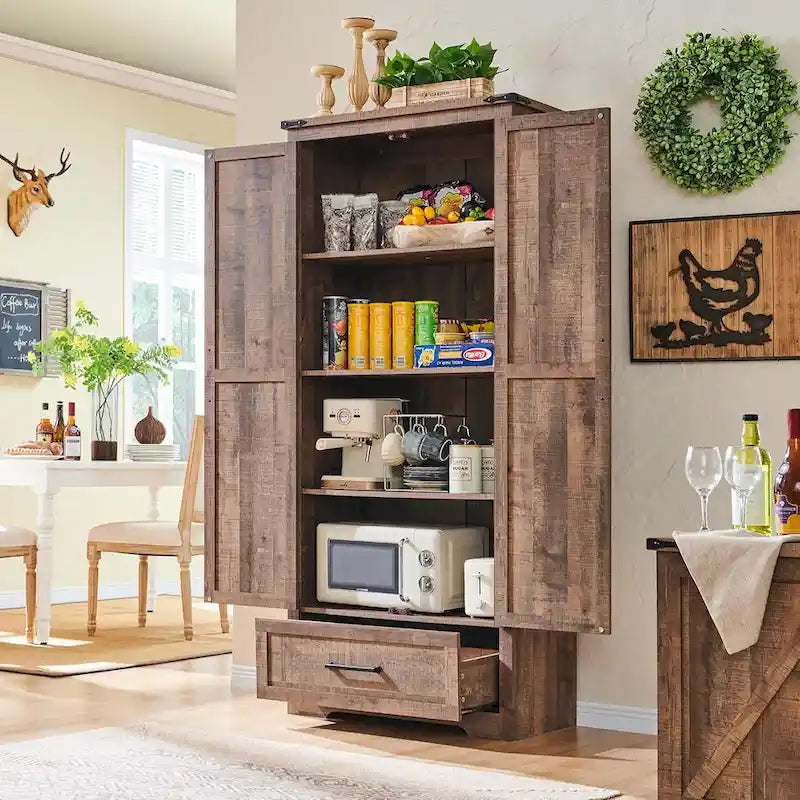 Meuble de garde-manger de cuisine de ferme, armoires de rangement en bois