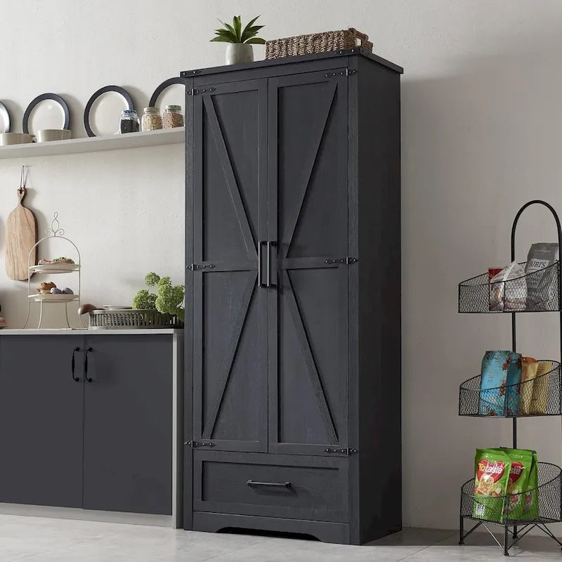 Meuble de garde-manger de cuisine de ferme, armoires de rangement en bois