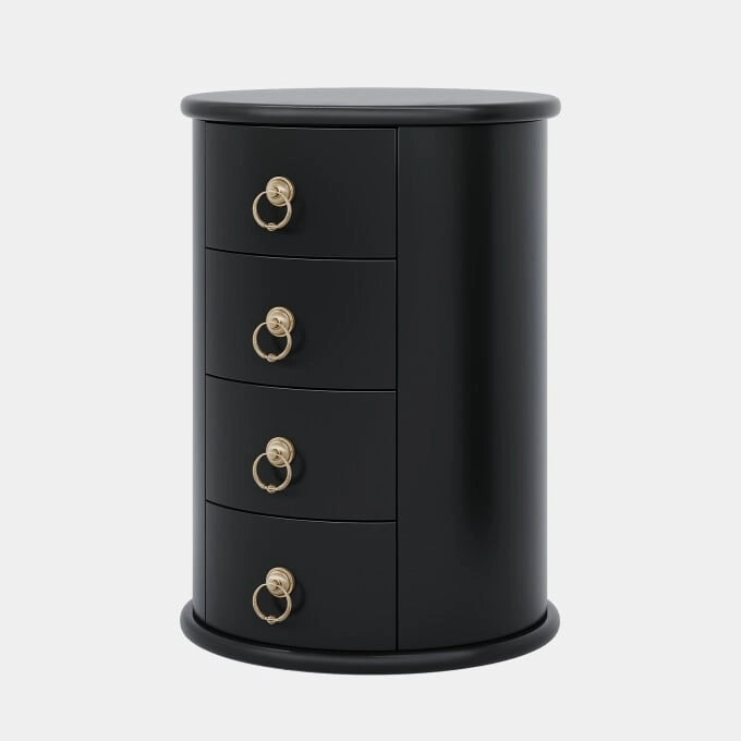 Table d'appoint ronde en bois massif, sans assemblage, petite table de chevet avec tiroirs