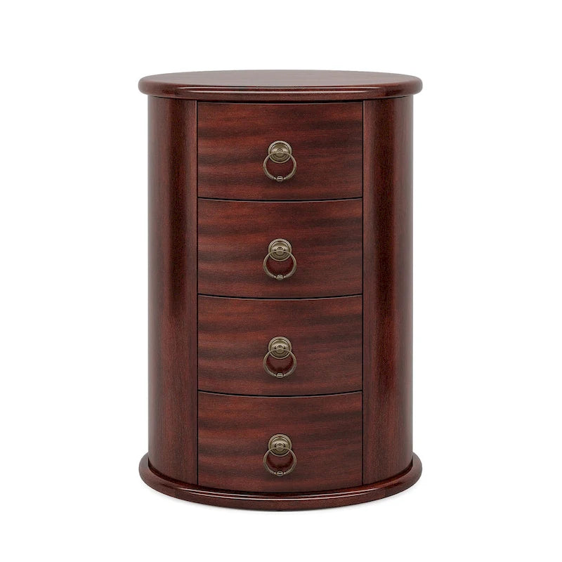 Table d'appoint ronde en bois massif, sans assemblage, petite table de chevet avec tiroirs