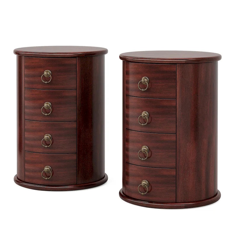 Table d'appoint ronde en bois massif, sans assemblage, petite table de chevet avec tiroirs