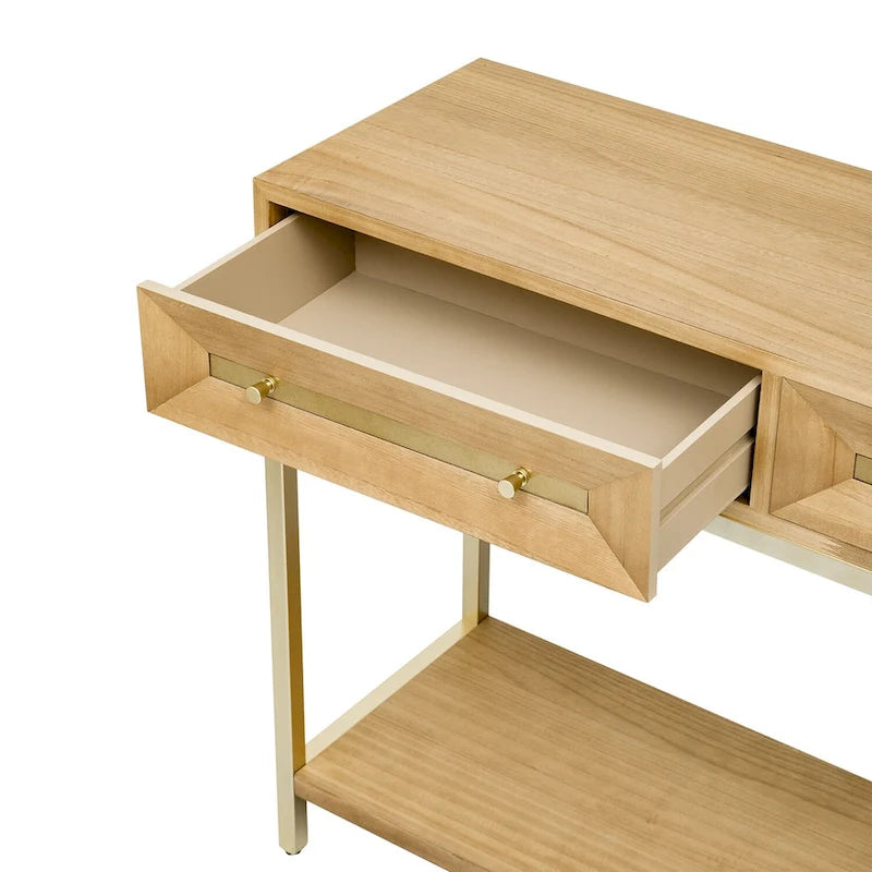 Console d'entrée en bois avec 2 tiroirs pour salon, entrée
