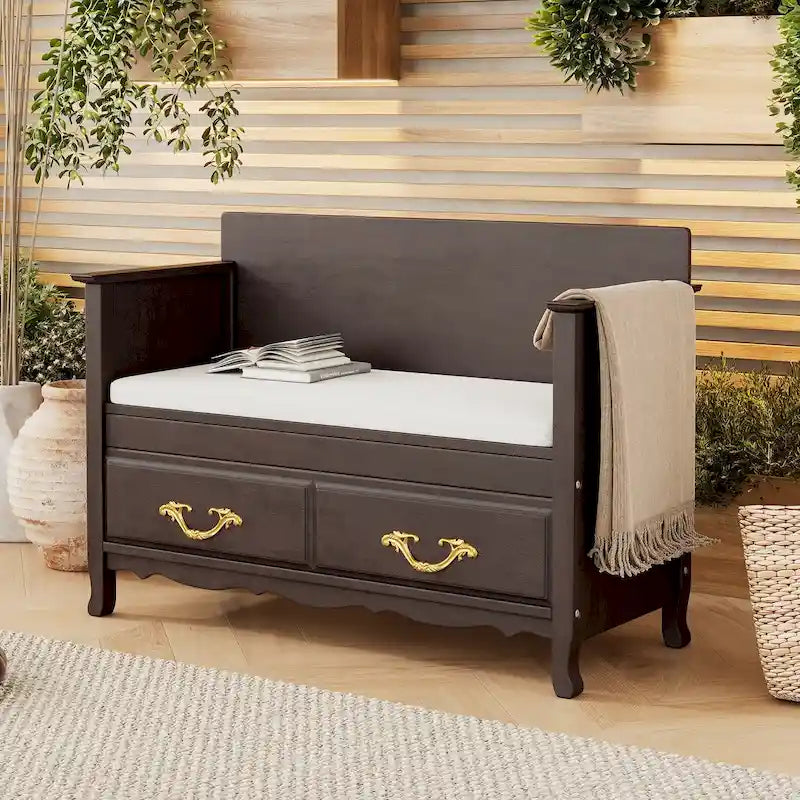 Banc de rangement d'entrée moderne avec coussin amovible pour salon