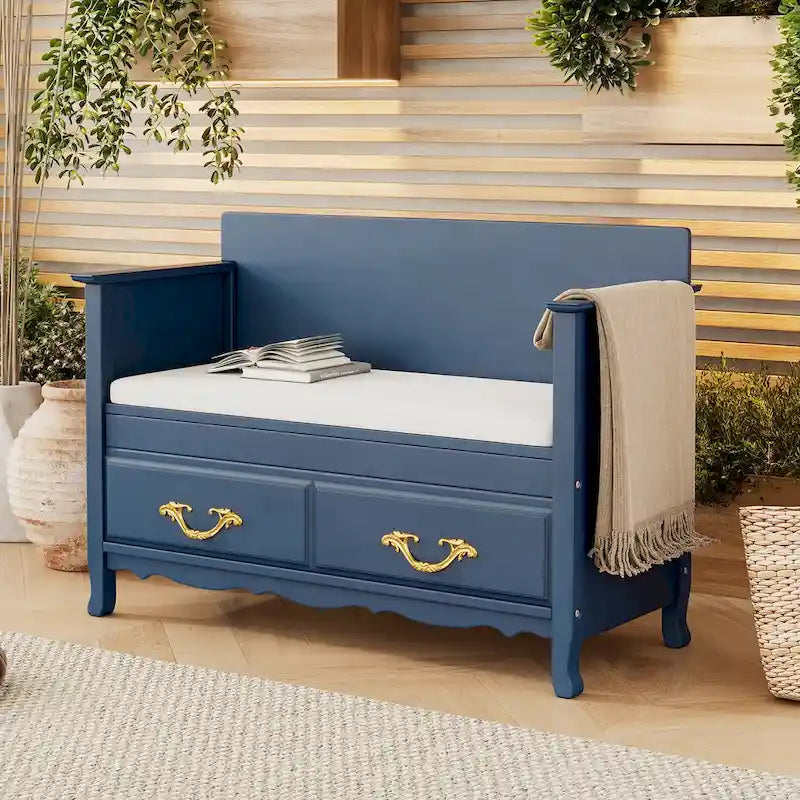 Banc de rangement d'entrée moderne avec coussin amovible pour salon