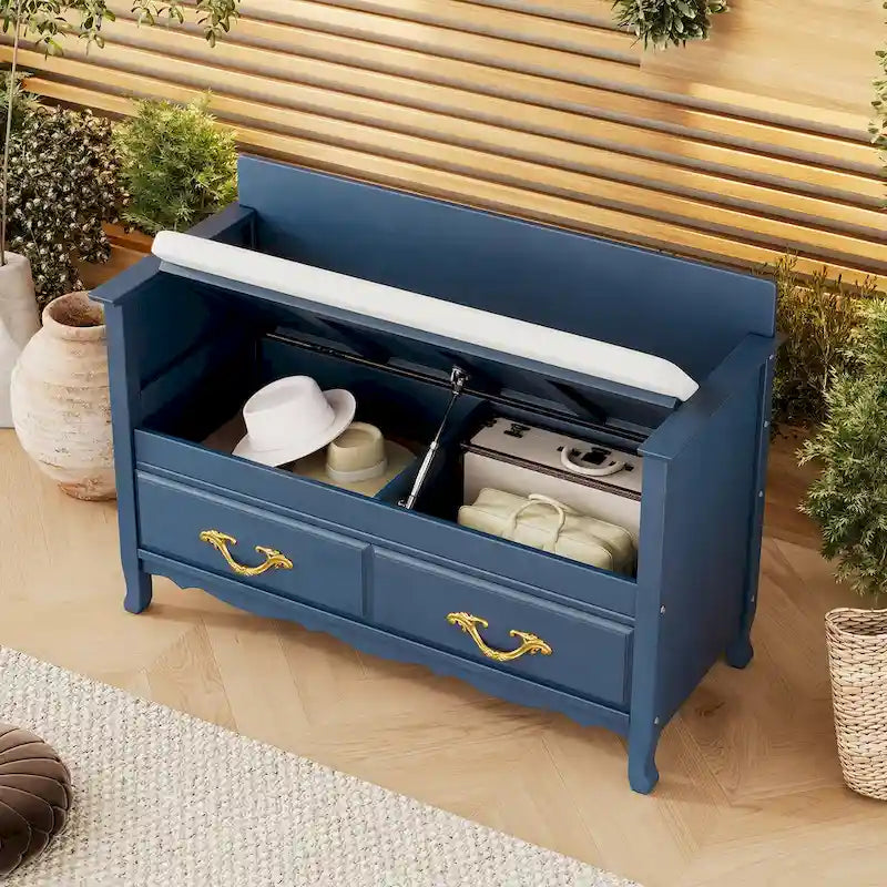 Banc de rangement d'entrée moderne avec coussin amovible pour salon
