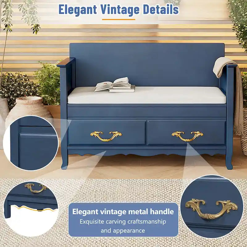 Banc de rangement d'entrée moderne avec coussin amovible pour salon