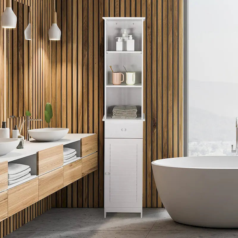Costway Armoire de Rangement Haute de Salle de Bain sur Pied avec Étagères Ouvertes - Voir Détails