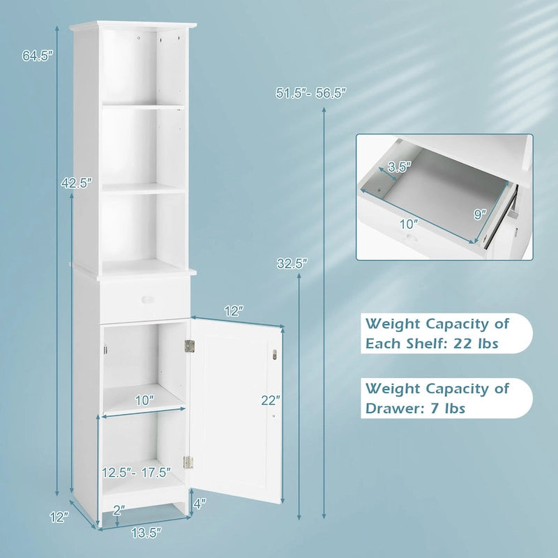 Costway Armoire de Rangement Haute de Salle de Bain sur Pied avec Étagères Ouvertes - Voir Détails