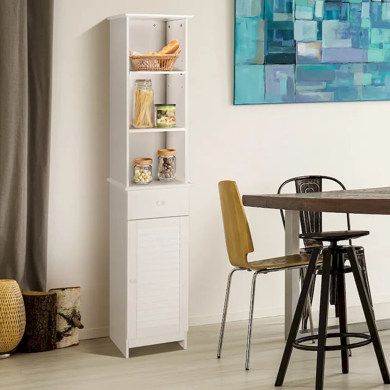 Costway Armoire de Rangement Haute de Salle de Bain sur Pied avec Étagères Ouvertes - Voir Détails