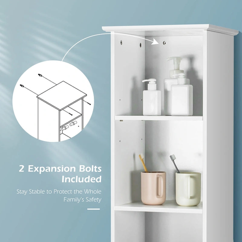 Costway Armoire de Rangement Haute de Salle de Bain sur Pied avec Étagères Ouvertes - Voir Détails