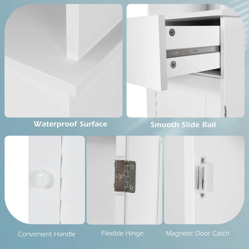 Costway Armoire de Rangement Haute de Salle de Bain sur Pied avec Étagères Ouvertes - Voir Détails