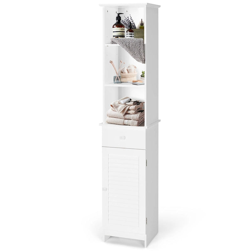 Costway Armoire de Rangement Haute de Salle de Bain sur Pied avec Étagères Ouvertes - Voir Détails