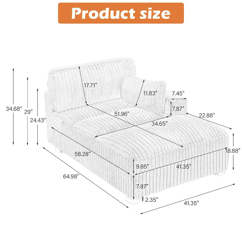 UIXE Chaise longue rembourrée moelleuse pour intérieur