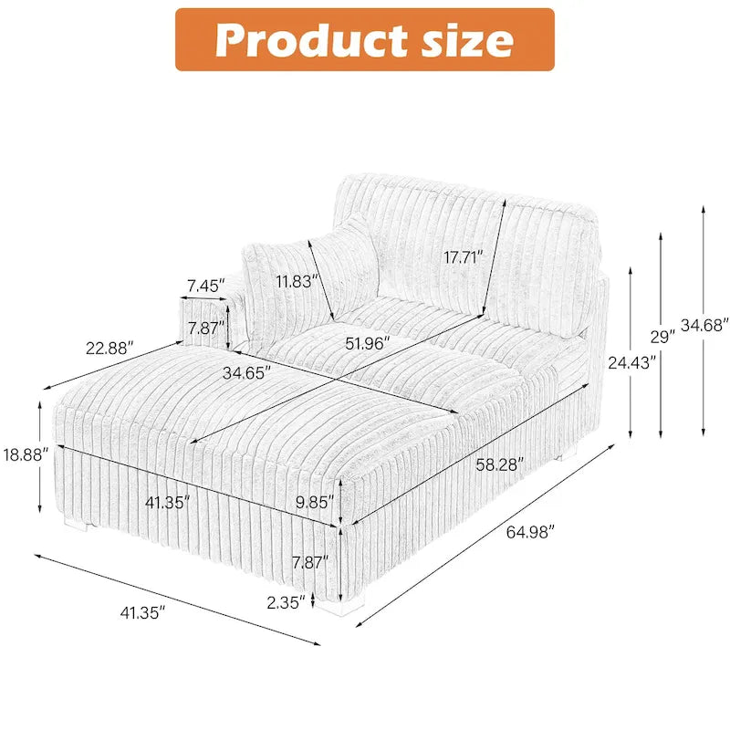 UIXE Chaise longue rembourrée moelleuse pour intérieur