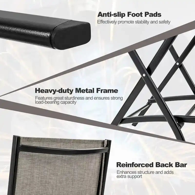 Gymax Lot de 2 tabourets de bar pliants Chaises de patio à dossier en tissu