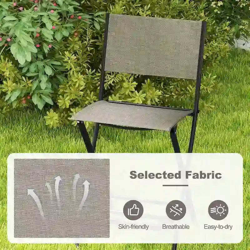 Gymax Lot de 2 tabourets de bar pliants Chaises de patio à dossier en tissu