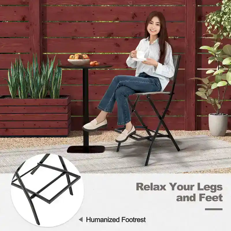 Gymax Lot de 2 tabourets de bar pliants Chaises de patio à dossier en tissu