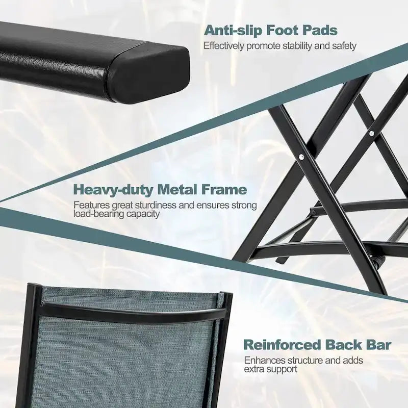 Gymax Lot de 2 tabourets de bar pliants Chaises de patio à dossier en tissu