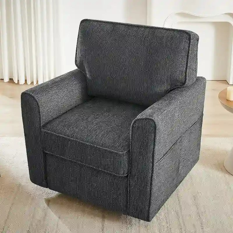 Fauteuil pivotant 360° avec accoudoirs incurvés