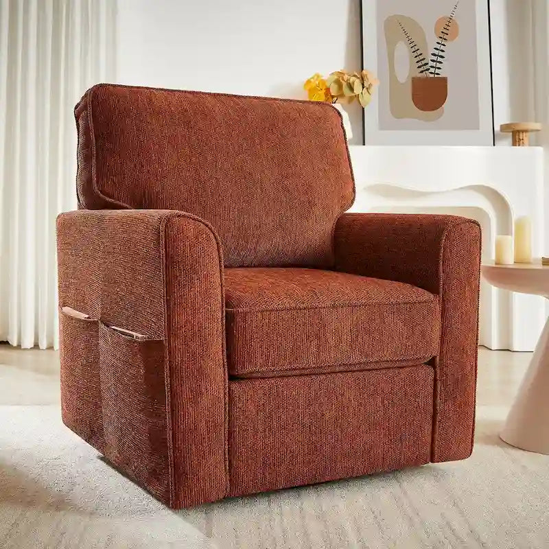 Fauteuil pivotant 360° avec accoudoirs incurvés