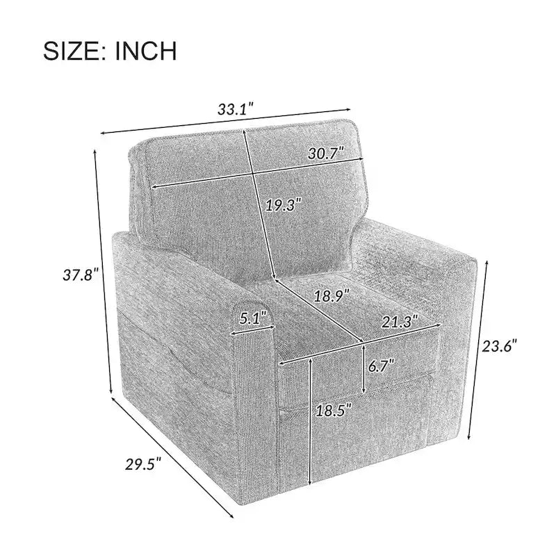 Fauteuil pivotant 360° avec accoudoirs incurvés