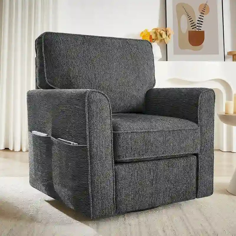 Fauteuil pivotant 360° avec accoudoirs incurvés