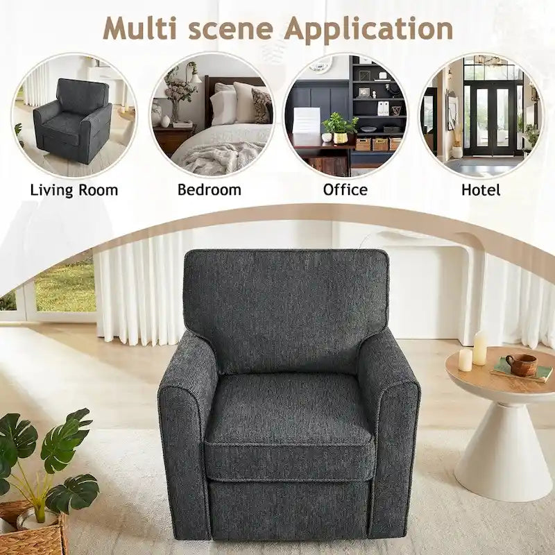 Fauteuil pivotant 360° avec accoudoirs incurvés