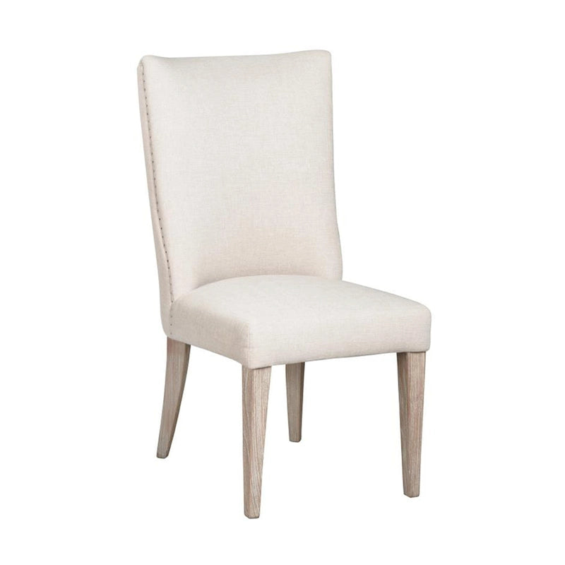Lot de 2 chaises de salle à manger Fume, dossier incurvé, bois d'orme, tissu blanc