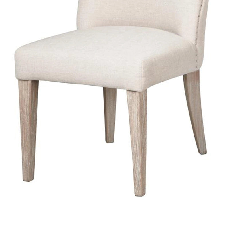 Lot de 2 chaises de salle à manger Fume, dossier incurvé, bois d'orme, tissu blanc