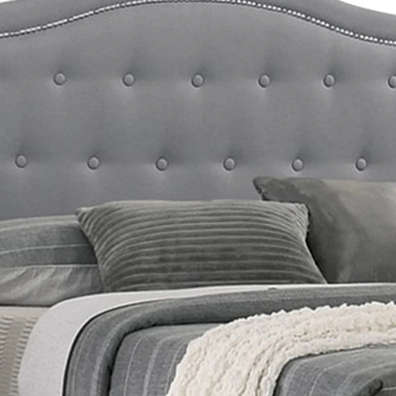 Lit King Size de Californie Sey avec tiroir de rangement, tapisserie en toile de jute gris clair