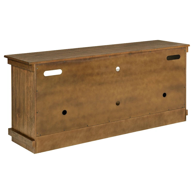 Meuble TV Ayne, 2 portes et 4 étagères, Bois brun 152 cm