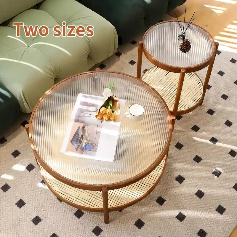 Ensemble de tables basses gigognes style ferme moderne, tables d'appoint rondes en bois pour salon, chambre à coucher