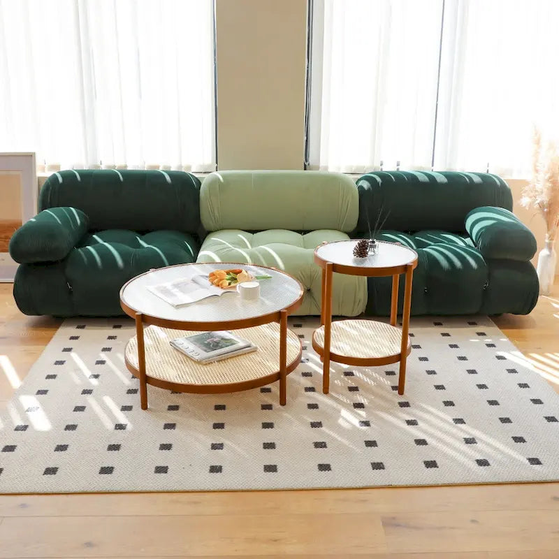 Ensemble de tables basses gigognes style ferme moderne, tables d'appoint rondes en bois pour salon, chambre à coucher