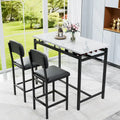 Ensemble Table et Chaises de Bar de Cuisine, Ensemble de Table Hauteur Comptoir 3 Pièces avec Étagères de Rangement et 2 Chaises Rembourrées