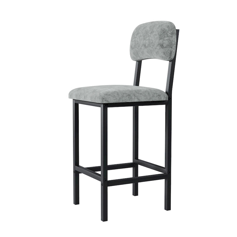 Ensemble Table et Chaises de Bar de Cuisine, Ensemble de Table Hauteur Comptoir 3 Pièces avec Étagères de Rangement et 2 Chaises Rembourrées