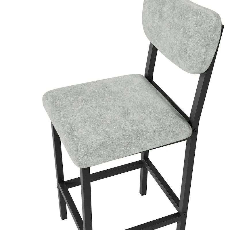 Ensemble Table et Chaises de Bar de Cuisine, Ensemble de Table Hauteur Comptoir 3 Pièces avec Étagères de Rangement et 2 Chaises Rembourrées