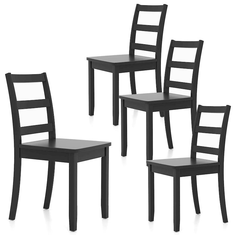 Gymax Lot de 4 chaises de salle à manger sans accoudoirs à dossier en échelle avec structure solide