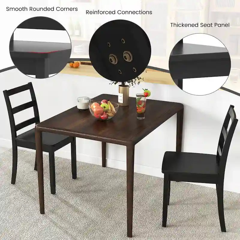 Gymax Lot de 4 chaises de salle à manger sans accoudoirs à dossier en échelle avec structure solide