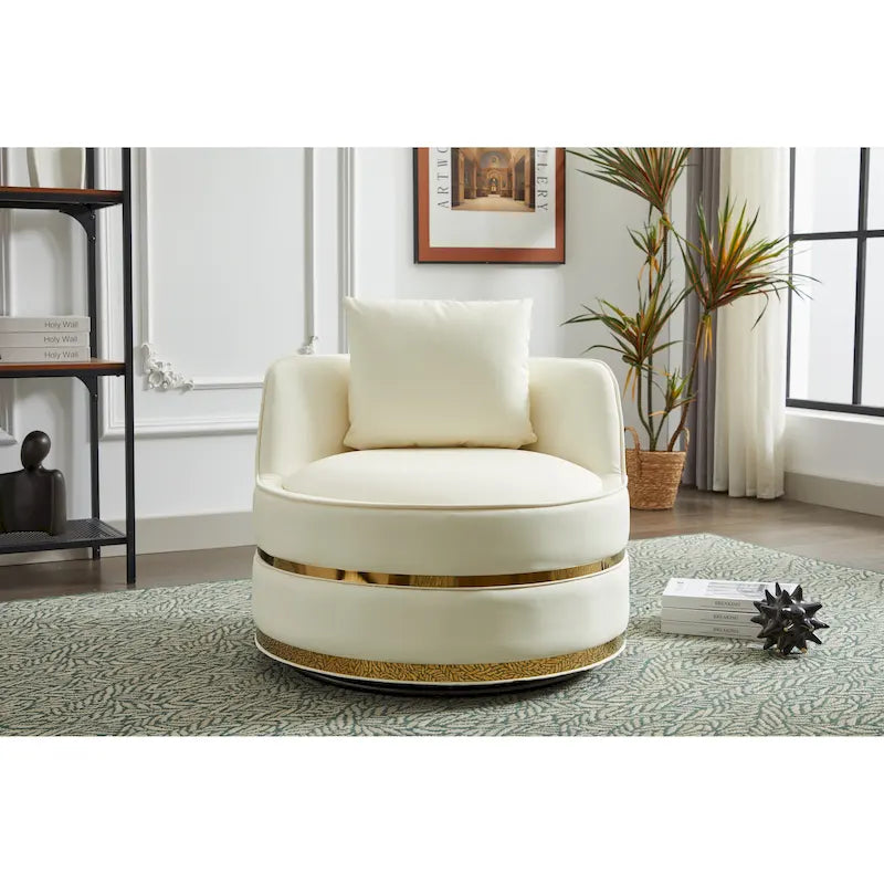 Fauteuil pivotant, Fauteuil d'appoint pivotant à 360°, Fauteuil club baril en similicuir, Fauteuil rembourré individuel