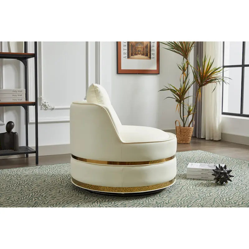 Fauteuil pivotant, Fauteuil d'appoint pivotant à 360°, Fauteuil club baril en similicuir, Fauteuil rembourré individuel