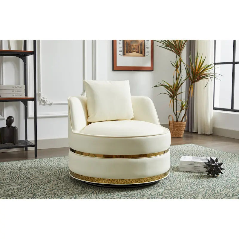 Fauteuil pivotant, Fauteuil d'appoint pivotant à 360°, Fauteuil club baril en similicuir, Fauteuil rembourré individuel