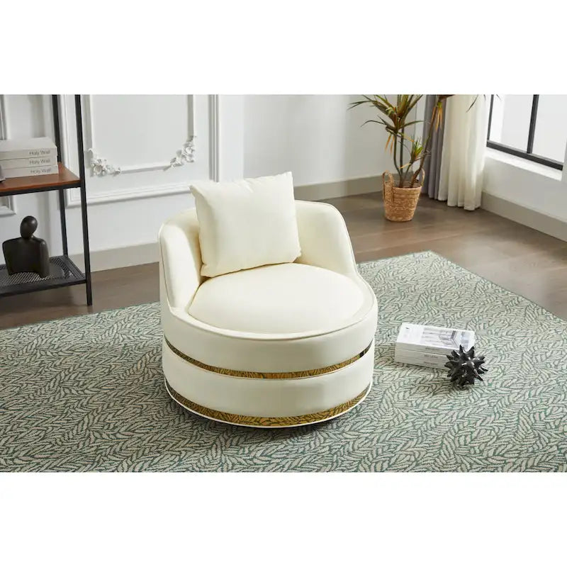 Fauteuil pivotant, Fauteuil d'appoint pivotant à 360°, Fauteuil club baril en similicuir, Fauteuil rembourré individuel