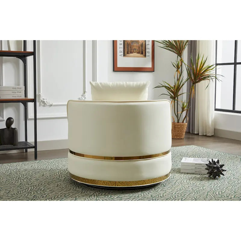 Fauteuil pivotant, Fauteuil d'appoint pivotant à 360°, Fauteuil club baril en similicuir, Fauteuil rembourré individuel