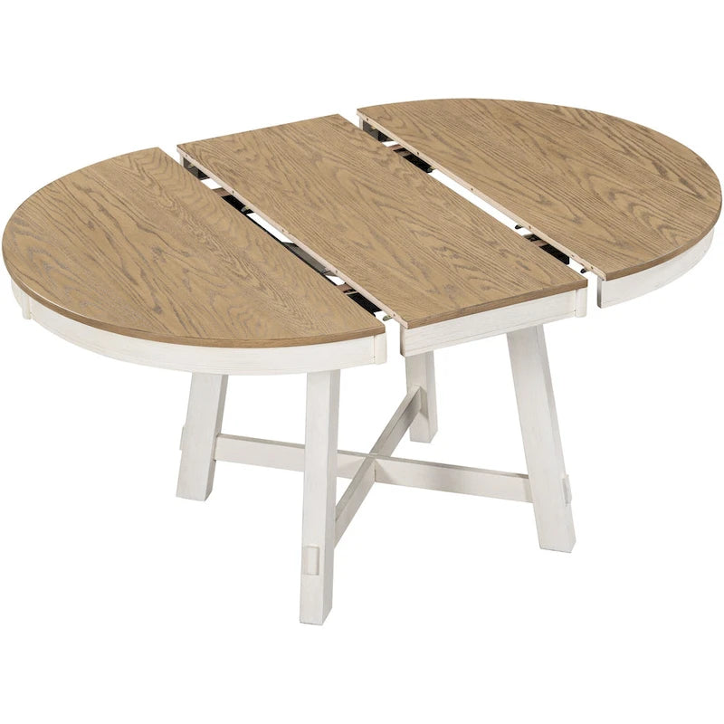 Table à manger ronde extensible avec rallonge, Table de cuisine, Table d'appoint, Table basse, Bureau, Table de salle à manger en bois massif