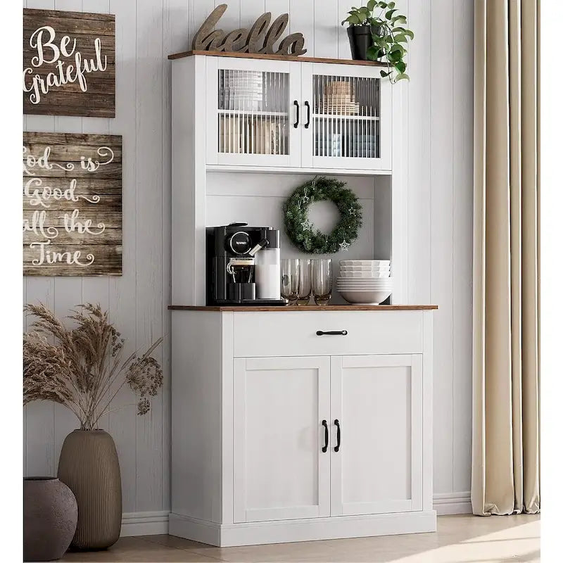 Meuble de cuisine, armoire de rangement de 71 po de haut avec support pour micro-ondes, buffet autoportant pour la maison